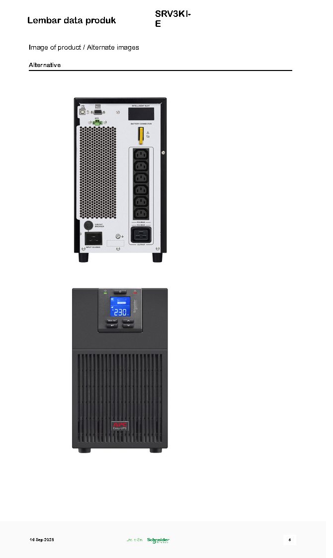 APC Easy UPS On-Line, 3kVA/ 2700W, Tower, 230V, 6x IEC C13 + 1x IEC C19 outlets, Intelligent Card Slot, LCD