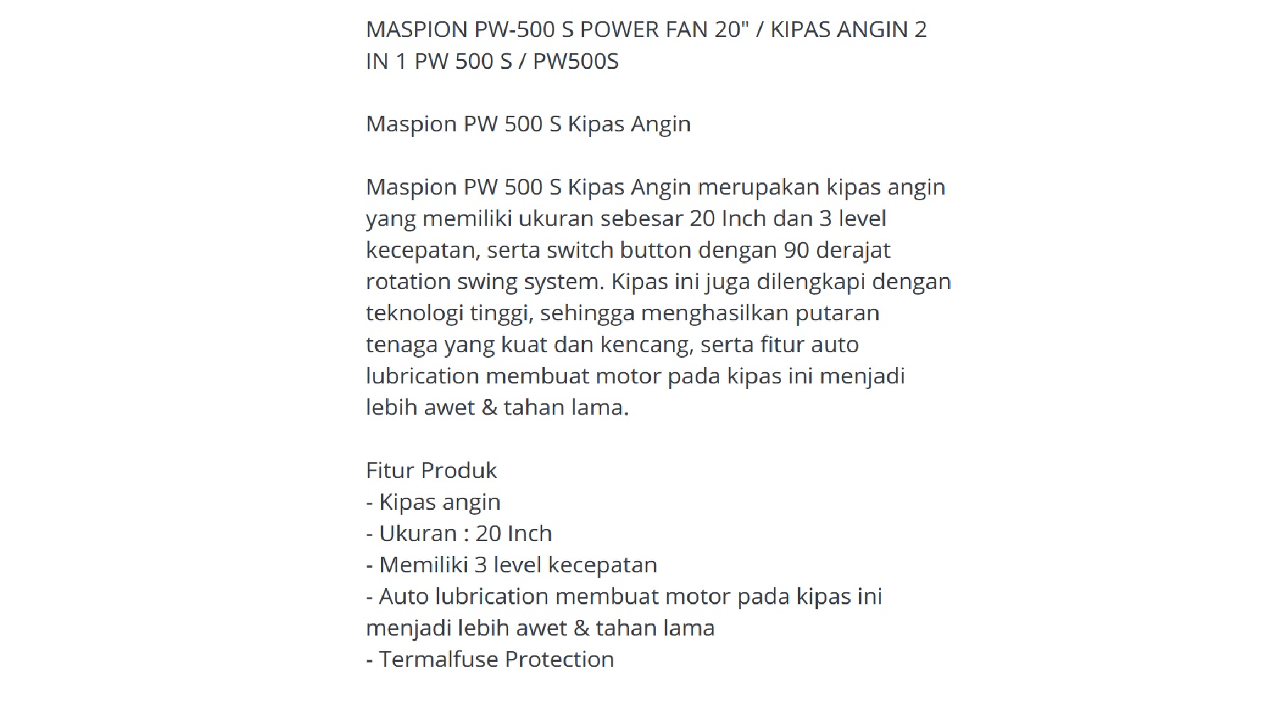 KIPAS MASPION PW-500S