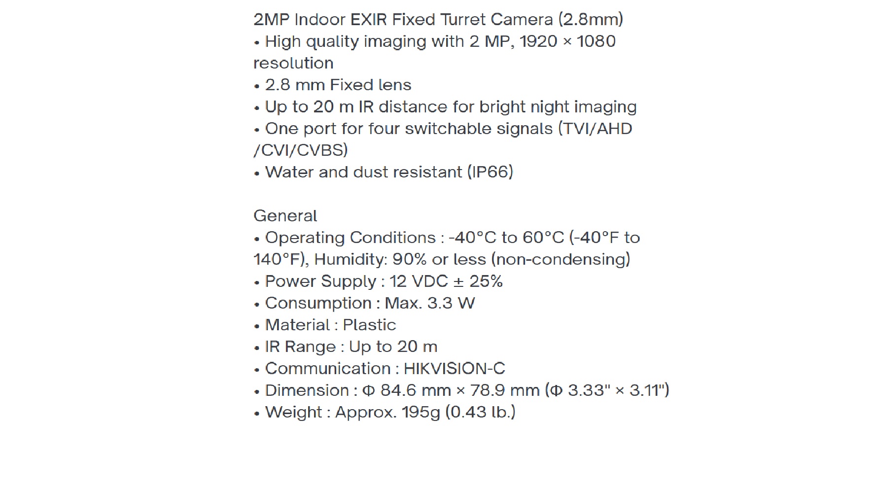 HIKVISION DS-2CE76D0T-EXIPF
