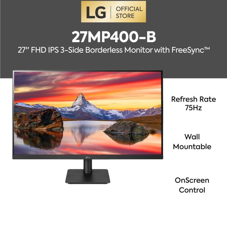 LG Monitor 27MP400-B 27&quot; IPS 75Hz Full HD HDMI D-Sub (TKDN = 19.20%)