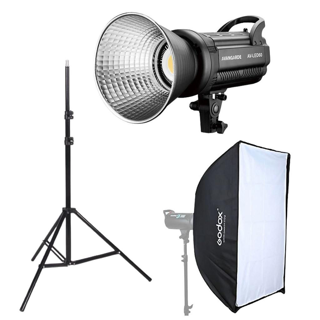 Paket Lighting Avangarde AV-LED60 Video LED Light include tripod dan softbox