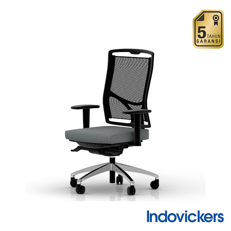 INDOVICKERS BREEZA Aluminum Starbase, Adjustable Seat with Lateral Tension, Ergo Arm, Mesh Mid Back, Fabric Seat