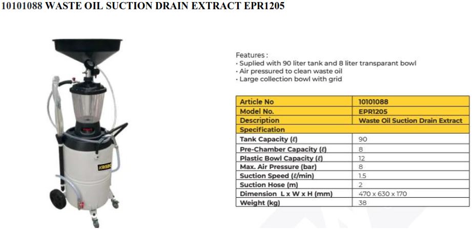 Krisbow WASTE OIL SUCTION DRAIN EXTRACT (N-235)