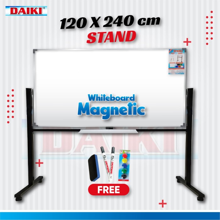 DAIKI Whiteboard Double Face Stand Magnetic 120 x 240 cm