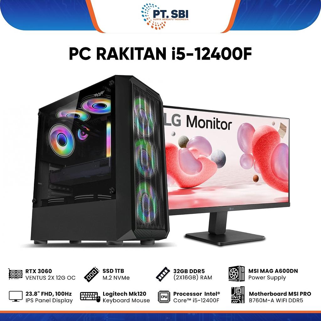 PC Rakitan INTEL Core i5-12400F / SSD 1TB / RAM 32GB / 24 INCH