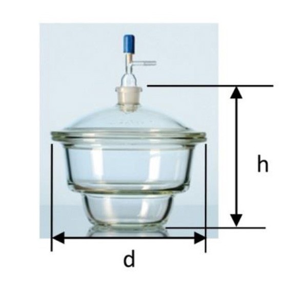 DESICCATOR VACUUM DN-300 Ø380mm Type NOVUS PTFE stopcock DURAN