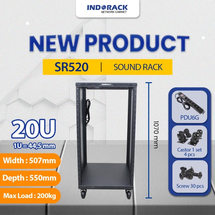 INDORACK SR520 SOUND RACK 20U DEPTH 550MM RAK SOUND SYSTEM | Non TKDN