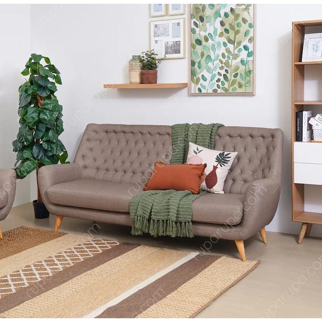 NORDIA Bertil Sofa Fabric 3 Seater - Krem | Non TKDN