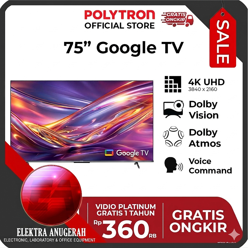 POLYTRON 4K UHD Smart Google TV 75 Inch PLD 75UG5059 TKDN 39.48%