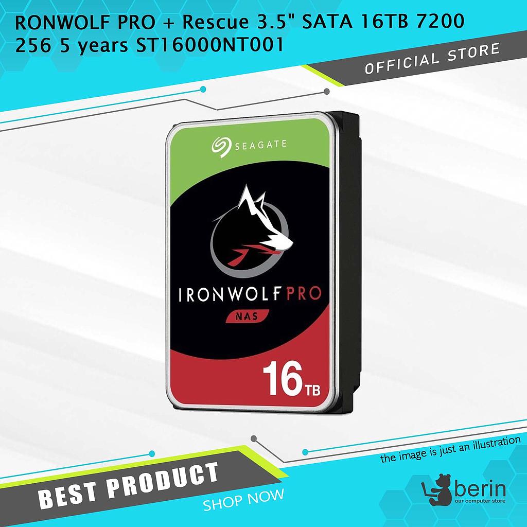IRONWOLF PRO + Rescue 3.5&quot; SATA 16TB 7200 256 5 years ST16000NT001