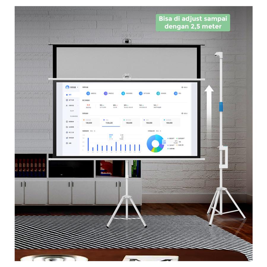 Manual Floor screen projector portable 100&quot; - layar proyektor - 16 : 9