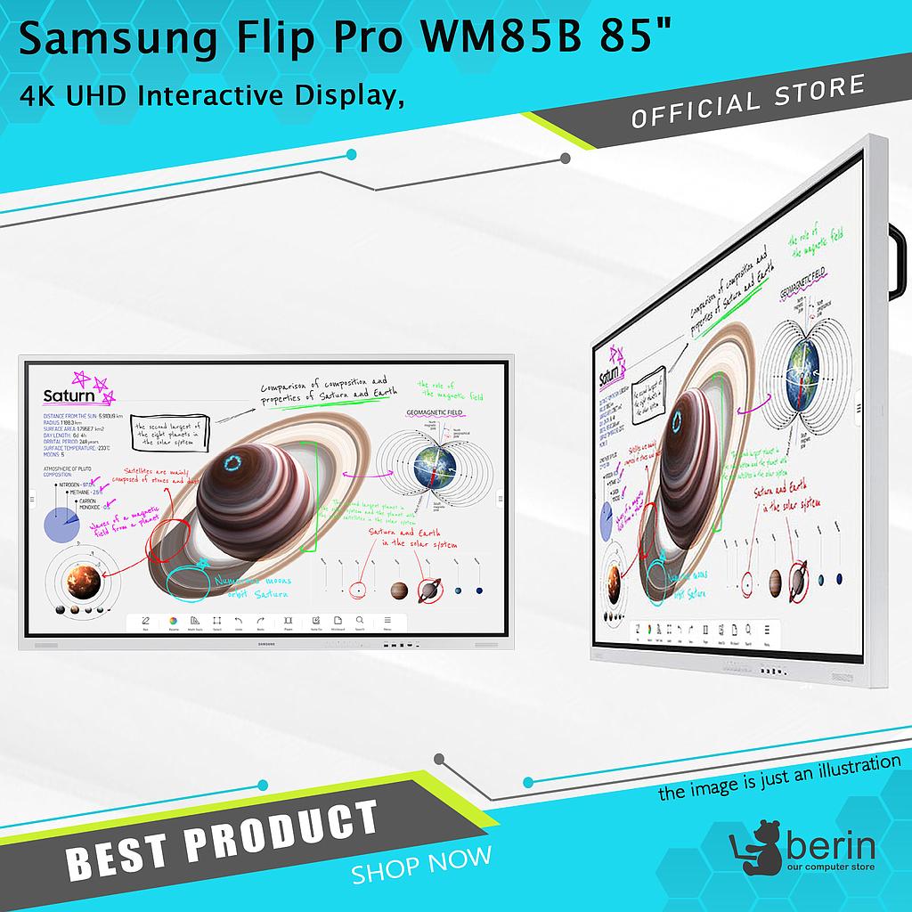Samsung Flip Pro WM85B 85&quot; 4K UHD Interactive Display, LH85WMBWBGCXXD