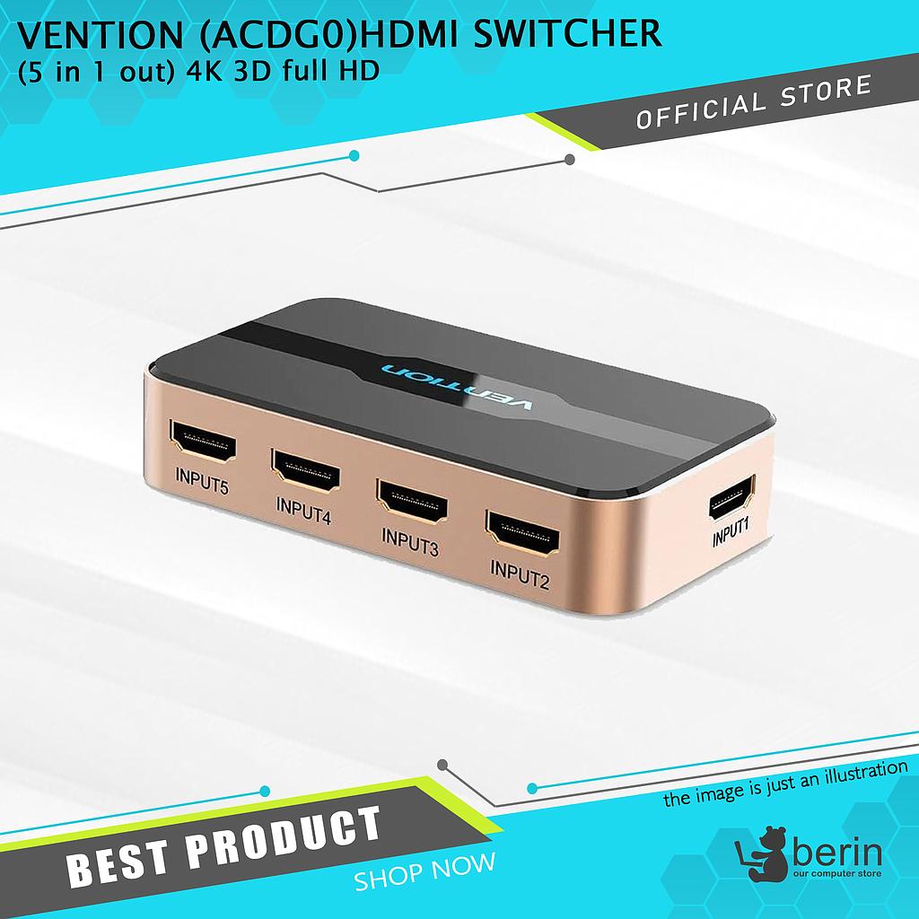 VENTION (ACDG0)HDMI SWITCHER (5 in 1 out) 4K 3D full HD High Quality - ACD