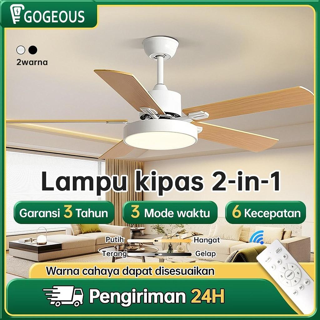 Gogeous lampu kipas angin gantung plafon Dekorasi retro Nordik