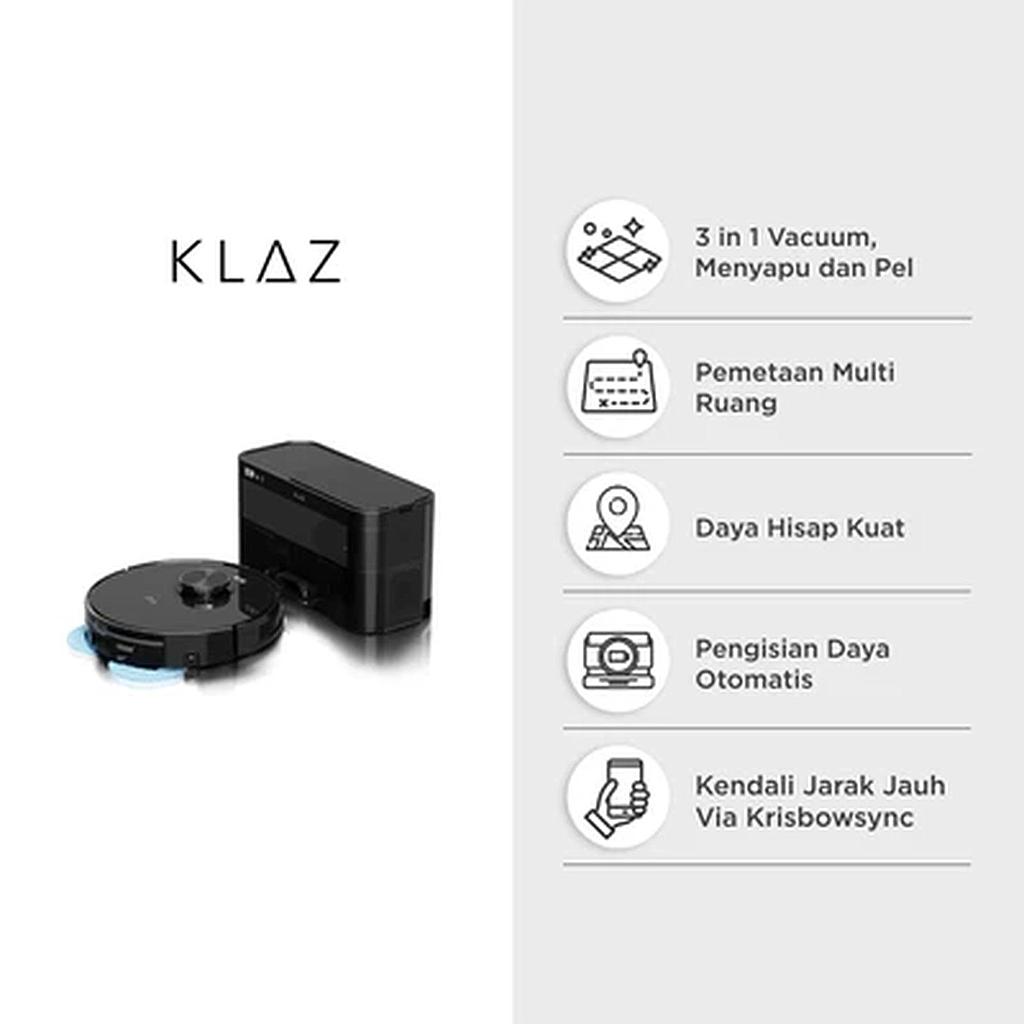 Klaz Smart Vacuum Cleaner Wet &amp; Dry Robotik Dengan Tangki Debu (Non TKDN)