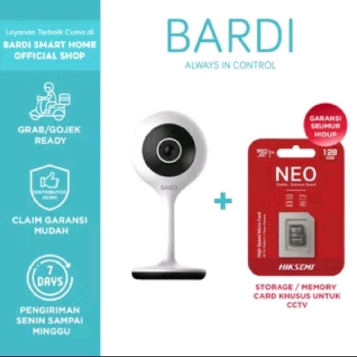 BARDI Smart IP Camera CCTV Indoor Static STC Wifi 1080p 2MP FHD IoT + MicroSD 128GB
