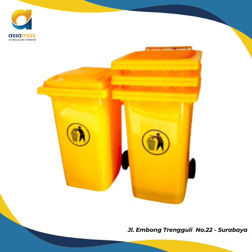 Tempat Sampah Dalton LXD 240FP, Side Pedal dan Beroda (warna kuning) + Sticker (PDN)