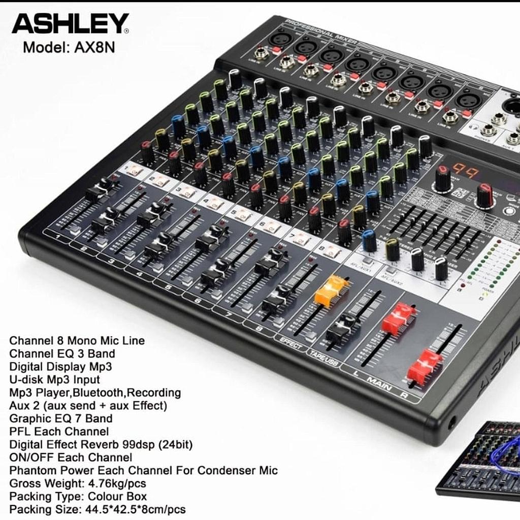 Mixer Ashley AX8N 8 Channel Usb Bluetooth (NON TKDN)
