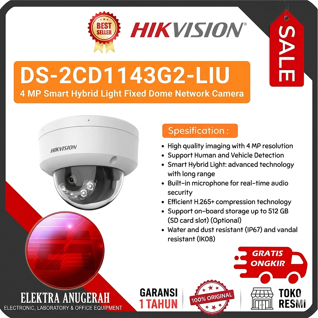 Kamera CCTV Indoor 4MP Hikvision DS-2CD1143G2-LIU