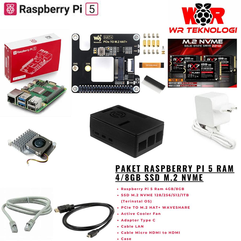 Raspberry Pi5 NVME SSD Paket Siap Pakai – RAM 8GB, 512GB (Non TKDN)