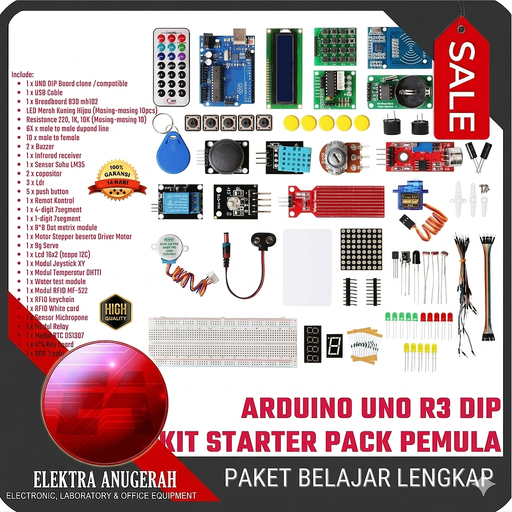 Starter Kit Arduino UNO R3 DIP – Complete Beginner Learning Kit for DIY Electronics Projects