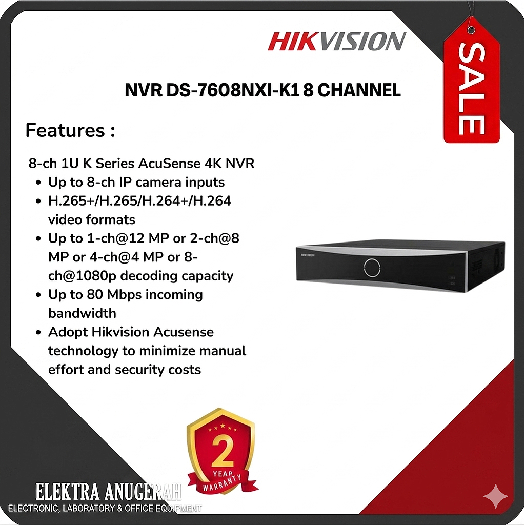 NVR 8 Channel HIKVISION DS-7608NXI