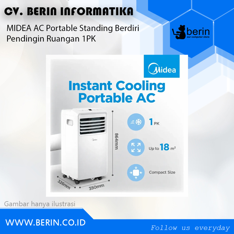 MIDEA AC Portable Standing Berdiri Pendingin Ruangan 1PK