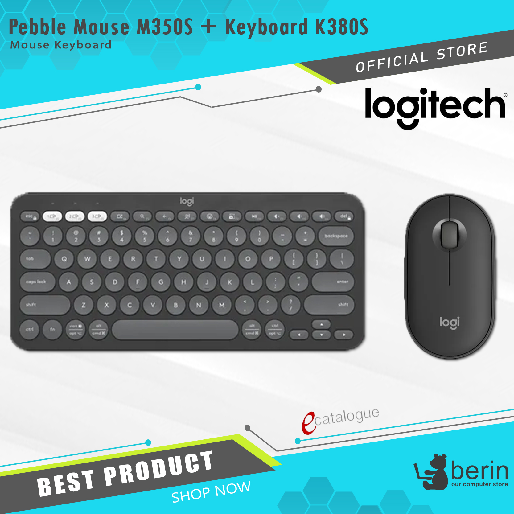 Logitech Pebble Mouse M350S + Keyboard K380S (N-112)