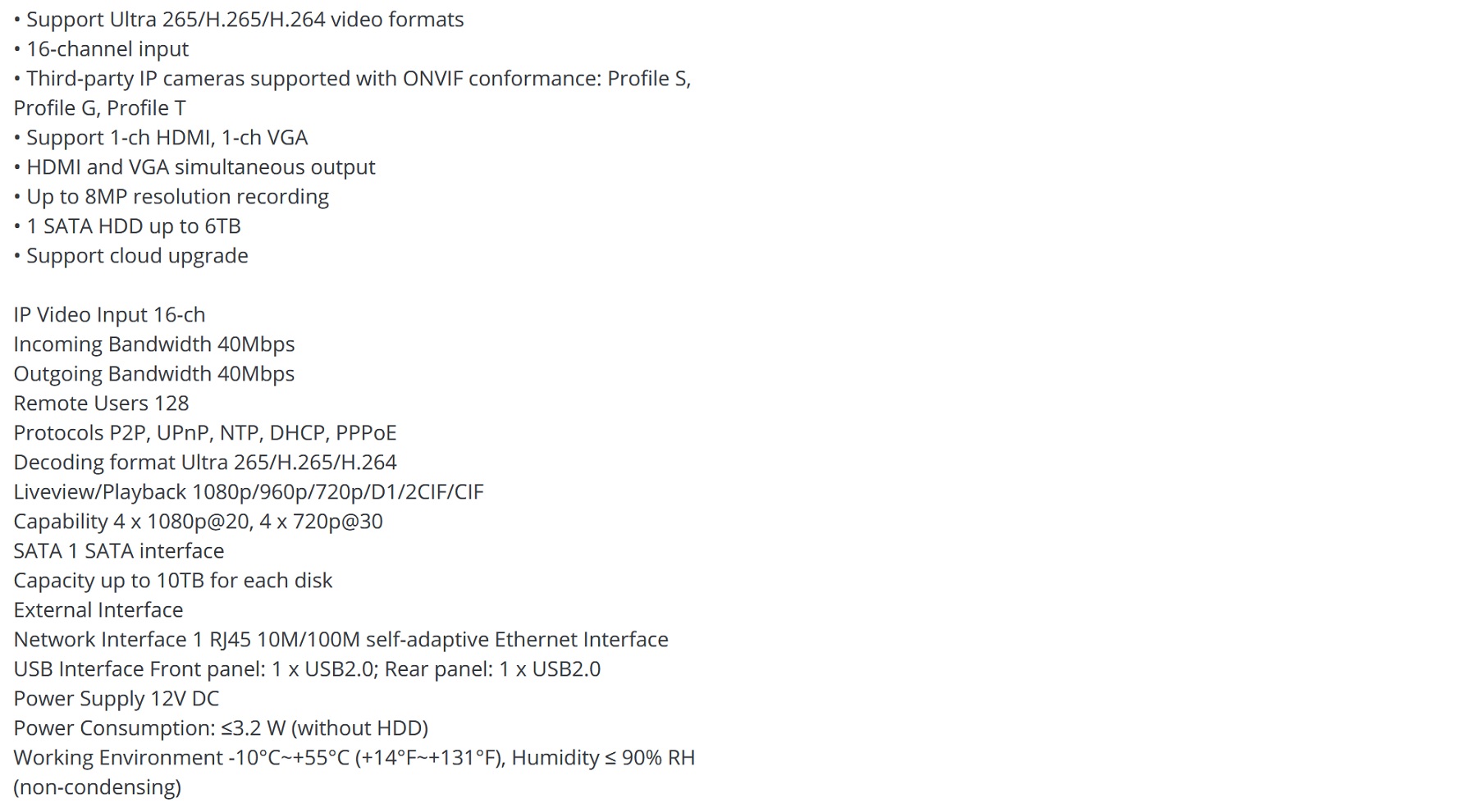 NVR UNIARCH 16 Channel