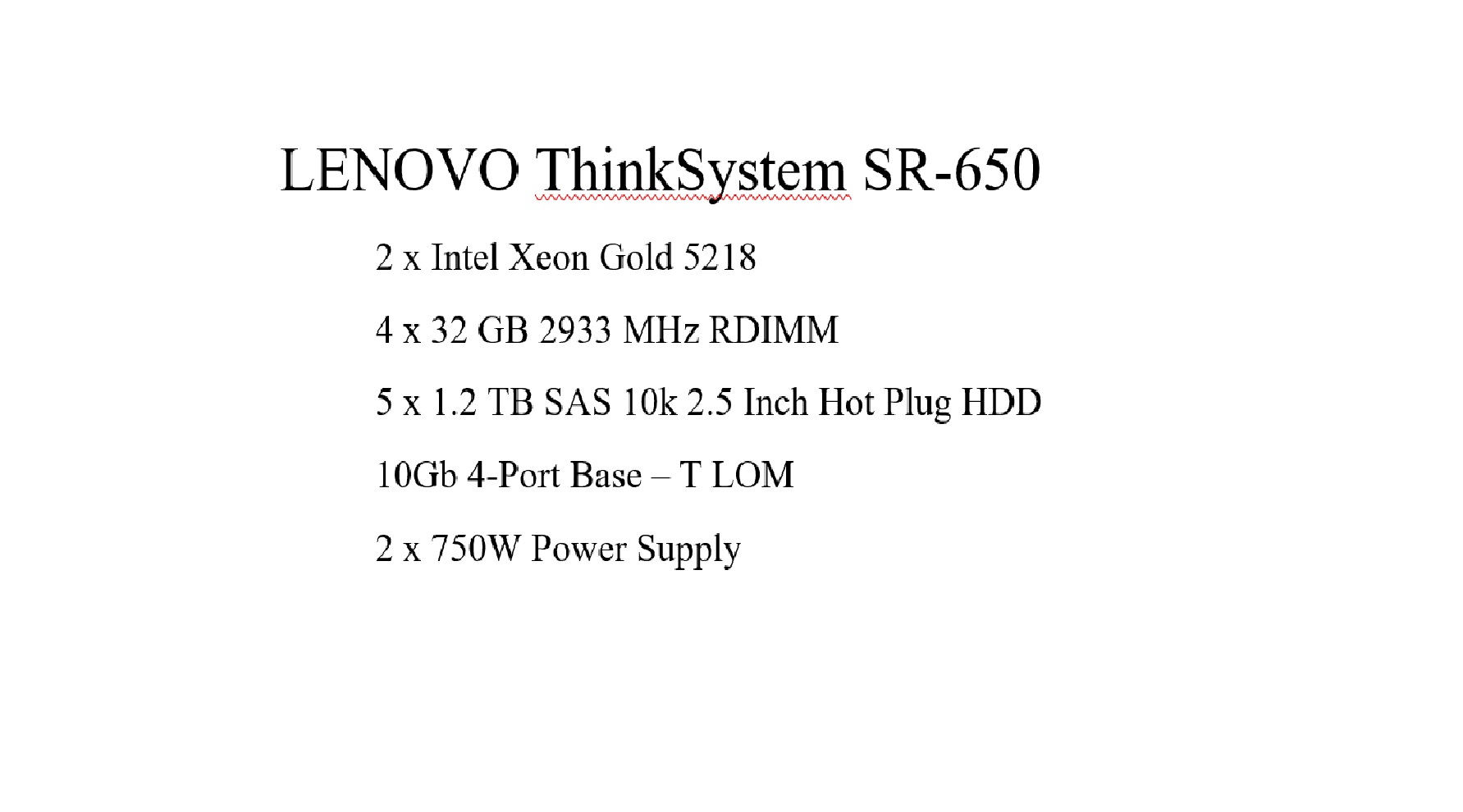Lenovo ThinkSystem SR650