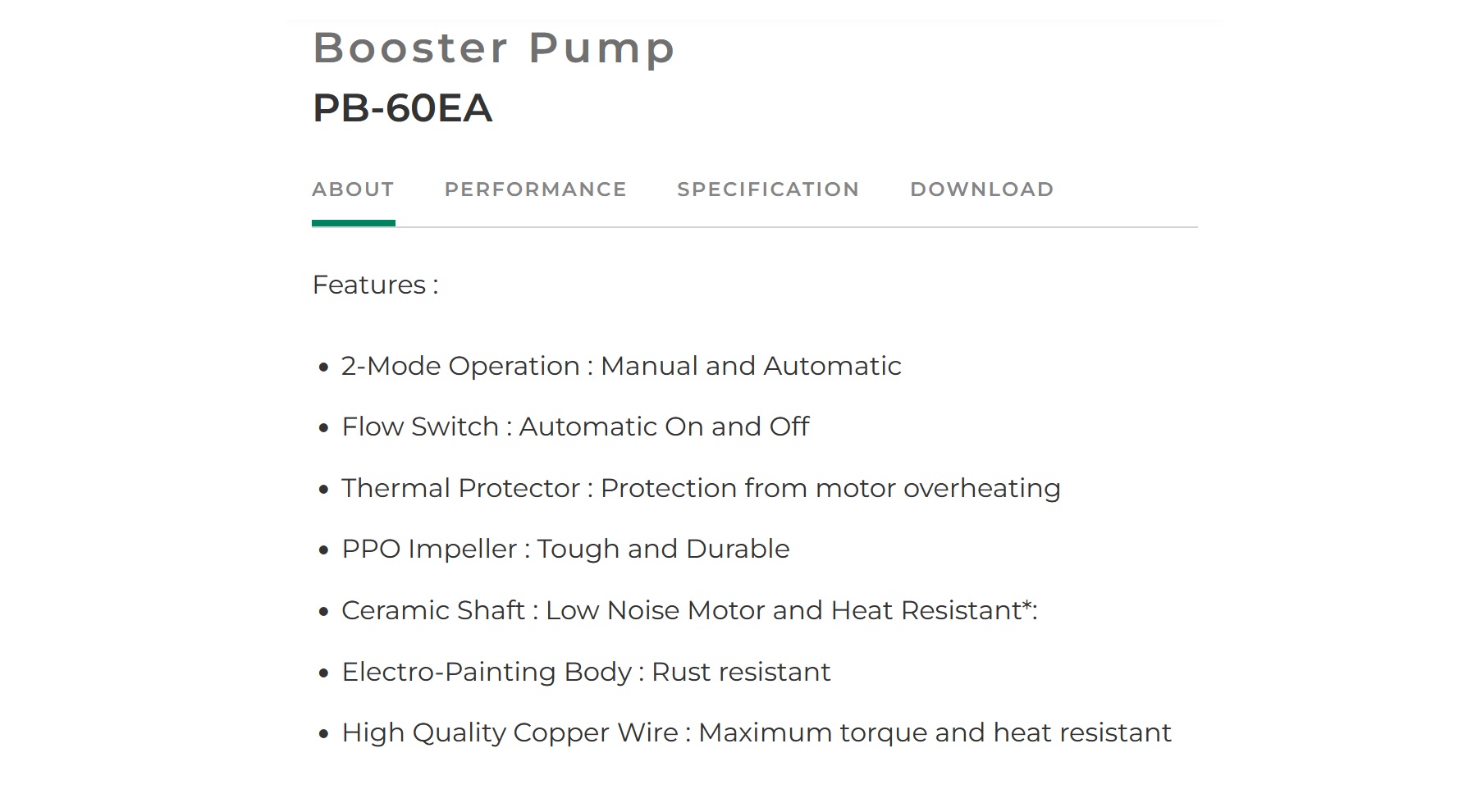POMPA BOOSTER WASSER PB60EA