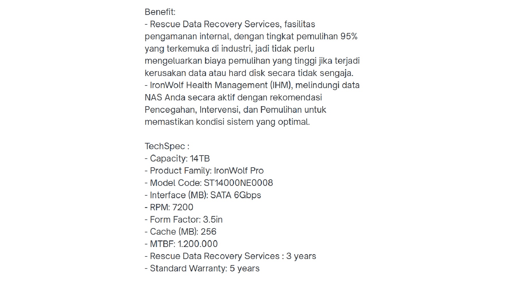 SEAGATE IronWolf 14TB