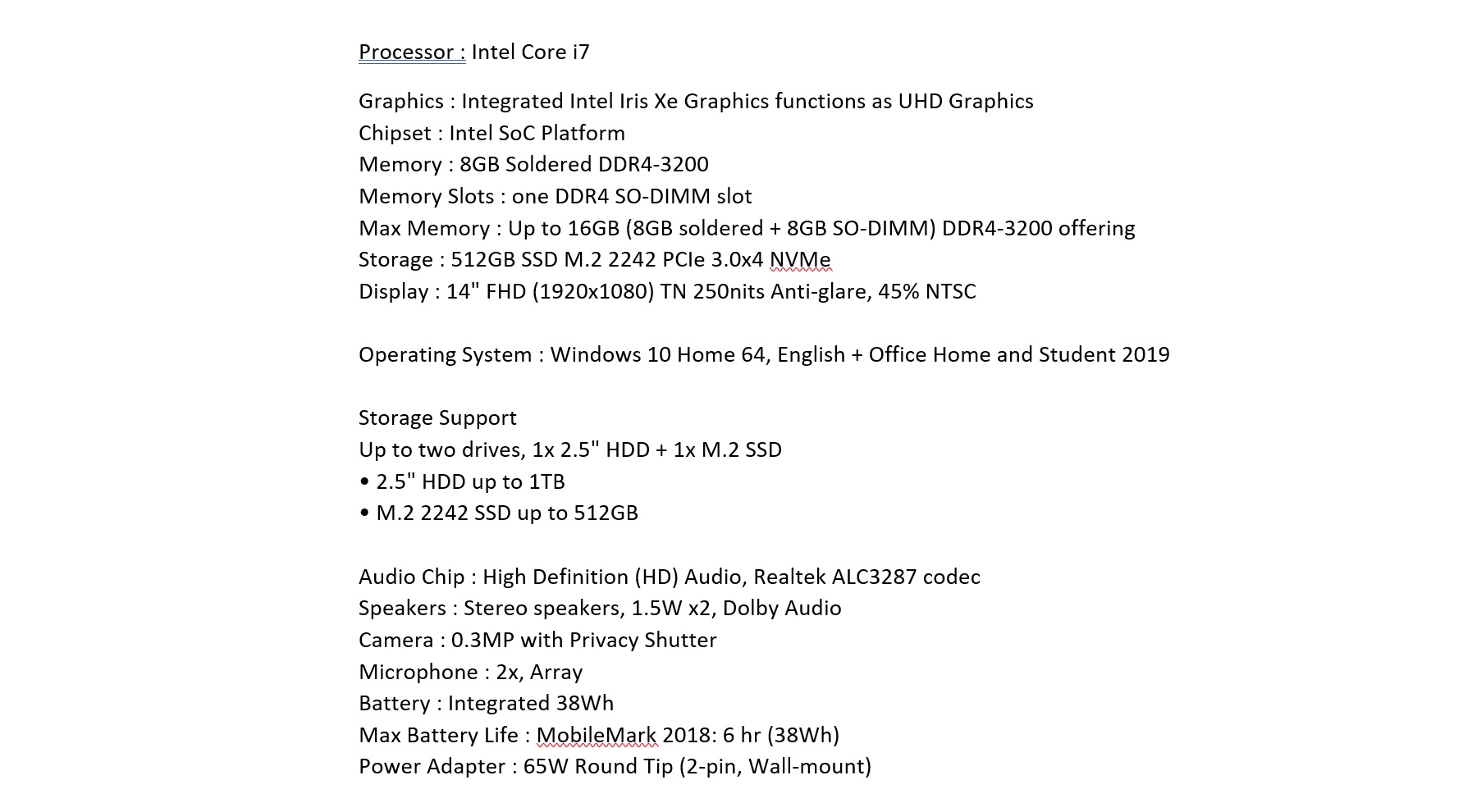 LENOVO V14 Core I7