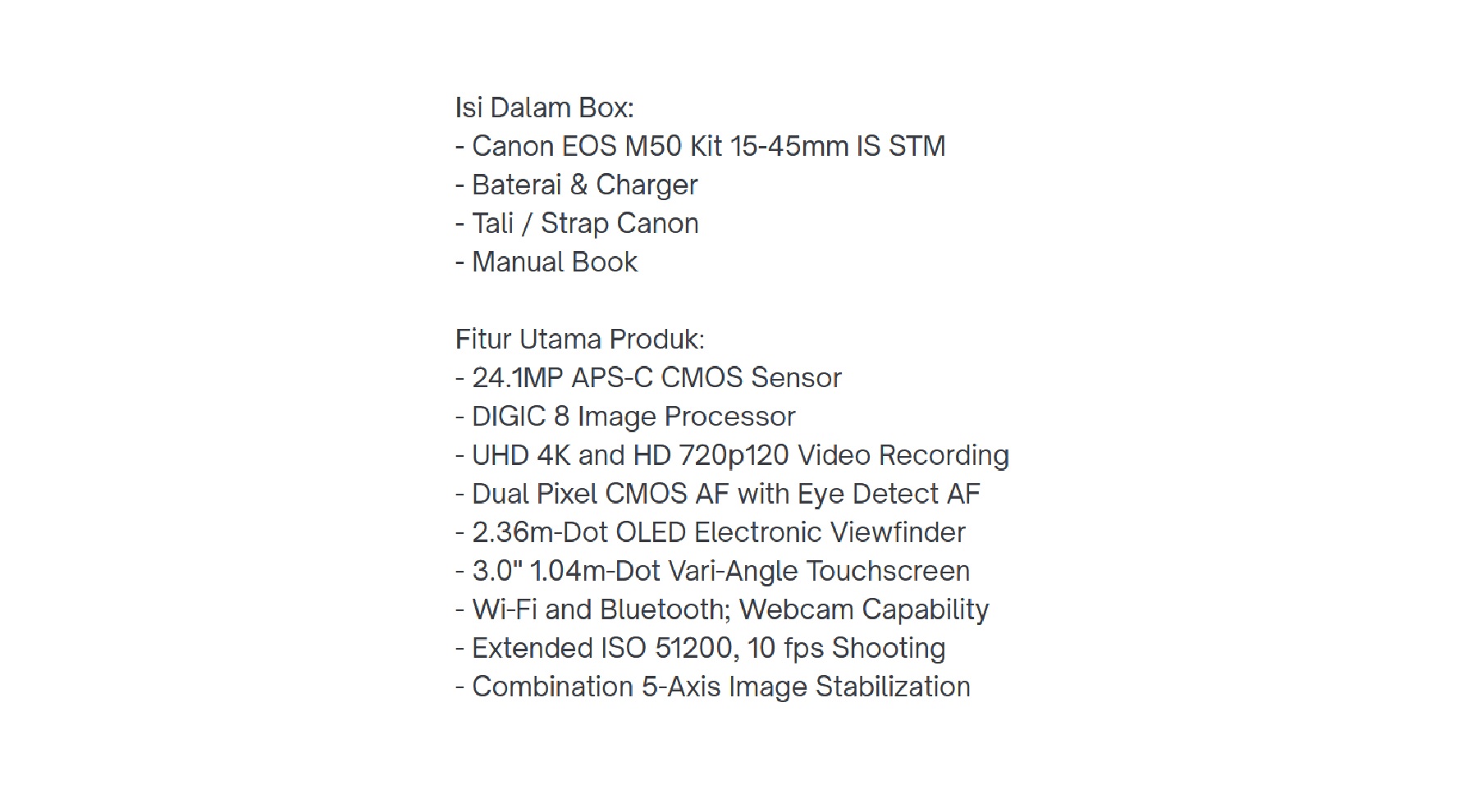 CANON EOS M50 Mark II Kit 15-45 mm
