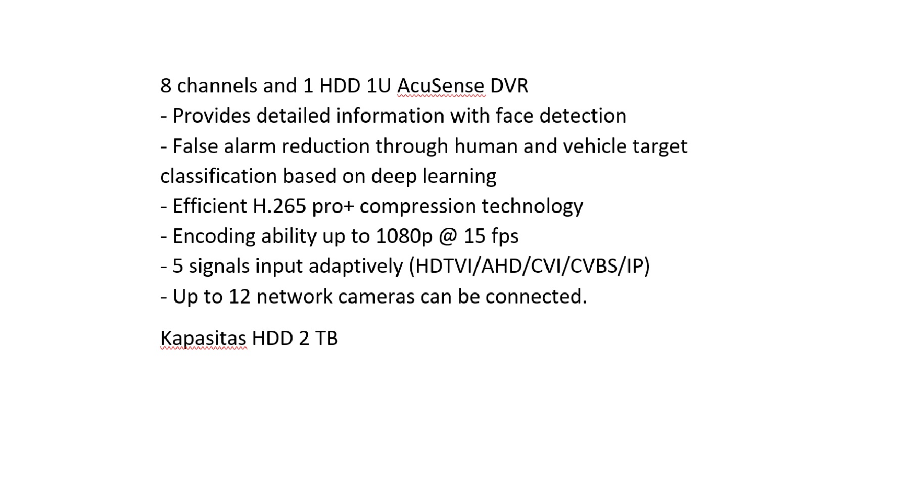 DVR HIKVISION 8CH HDD 2 TB
