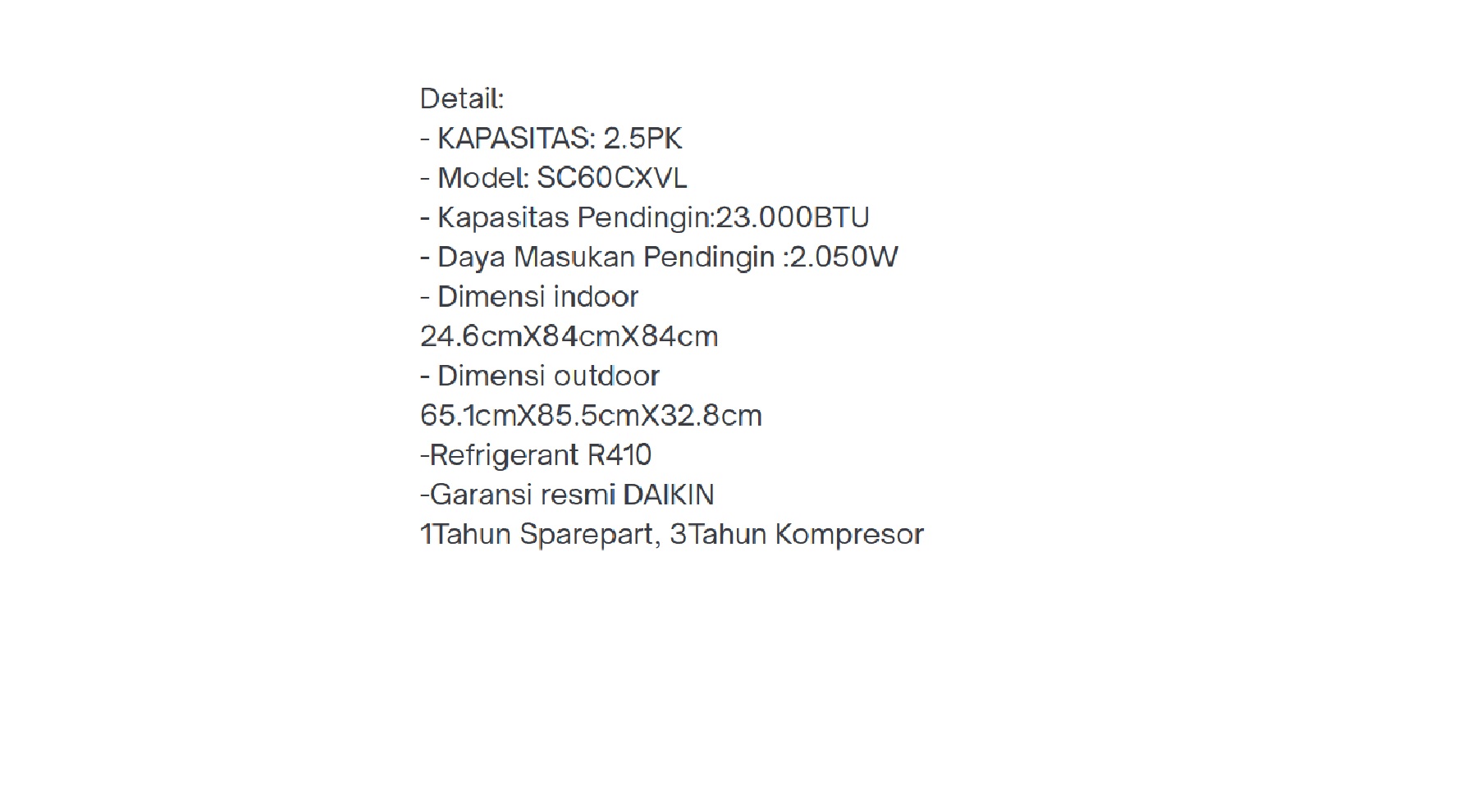 DAIKIN CASSETTE SC60CXVL