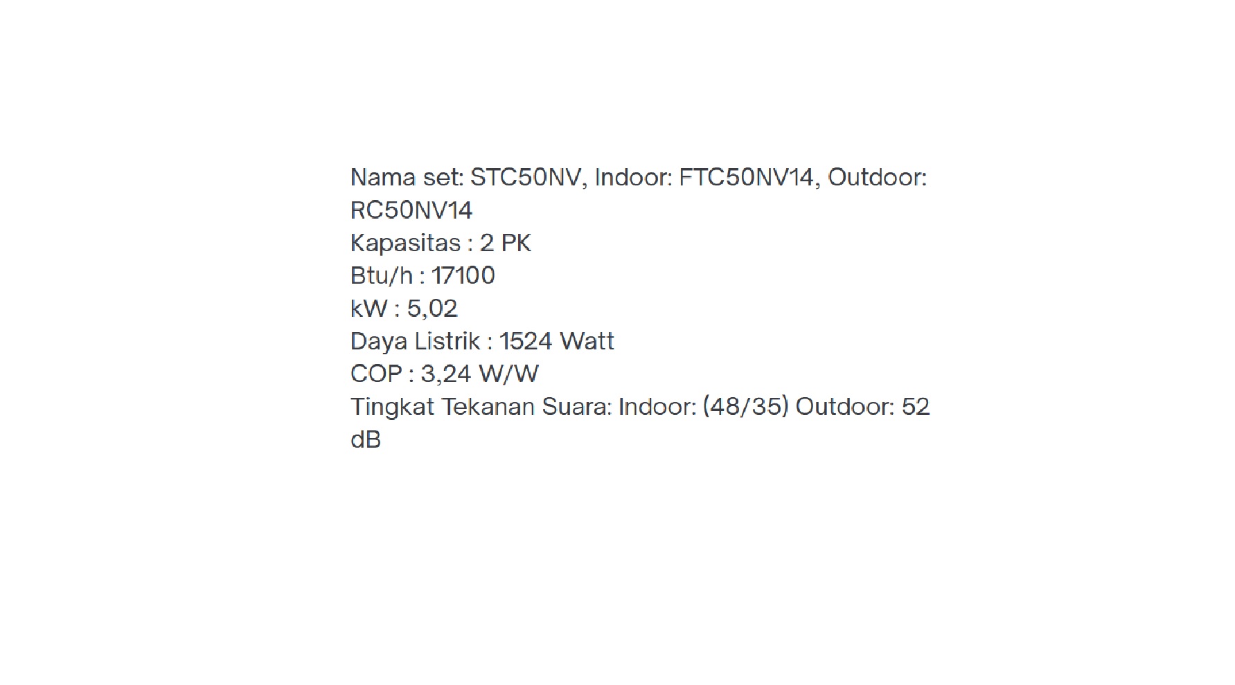 DAIKIN SPLIT STC50NV
