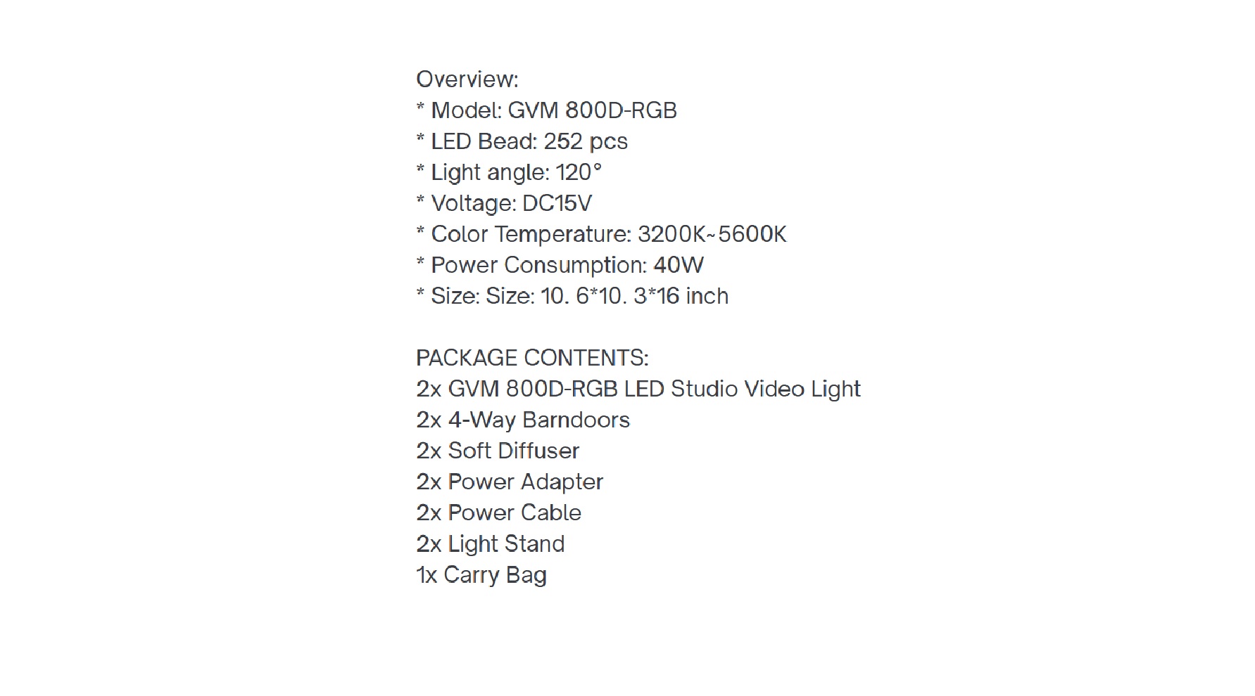 GVM LED RGB 2 Light Kit