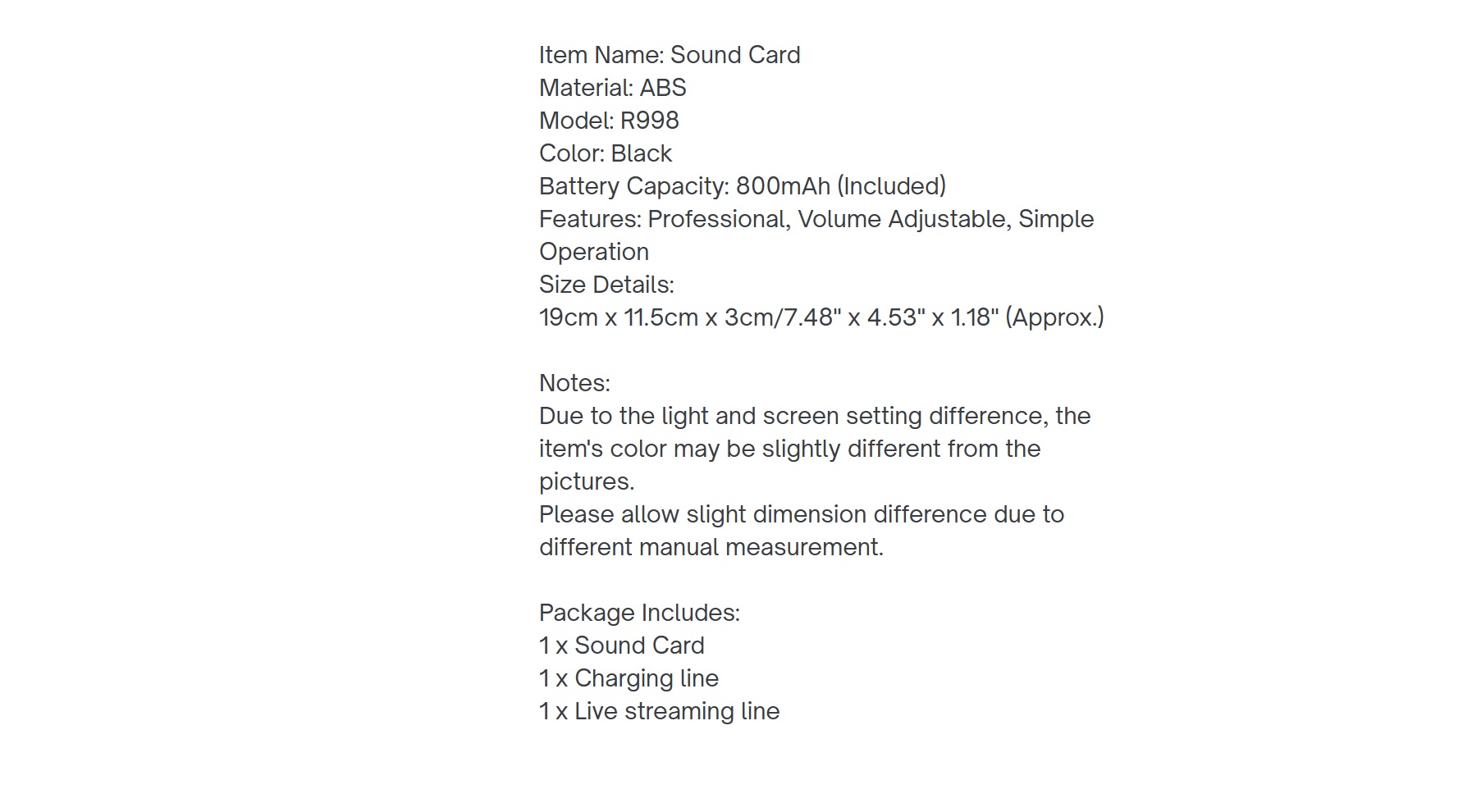 MIXIO R998 Live Soundcard