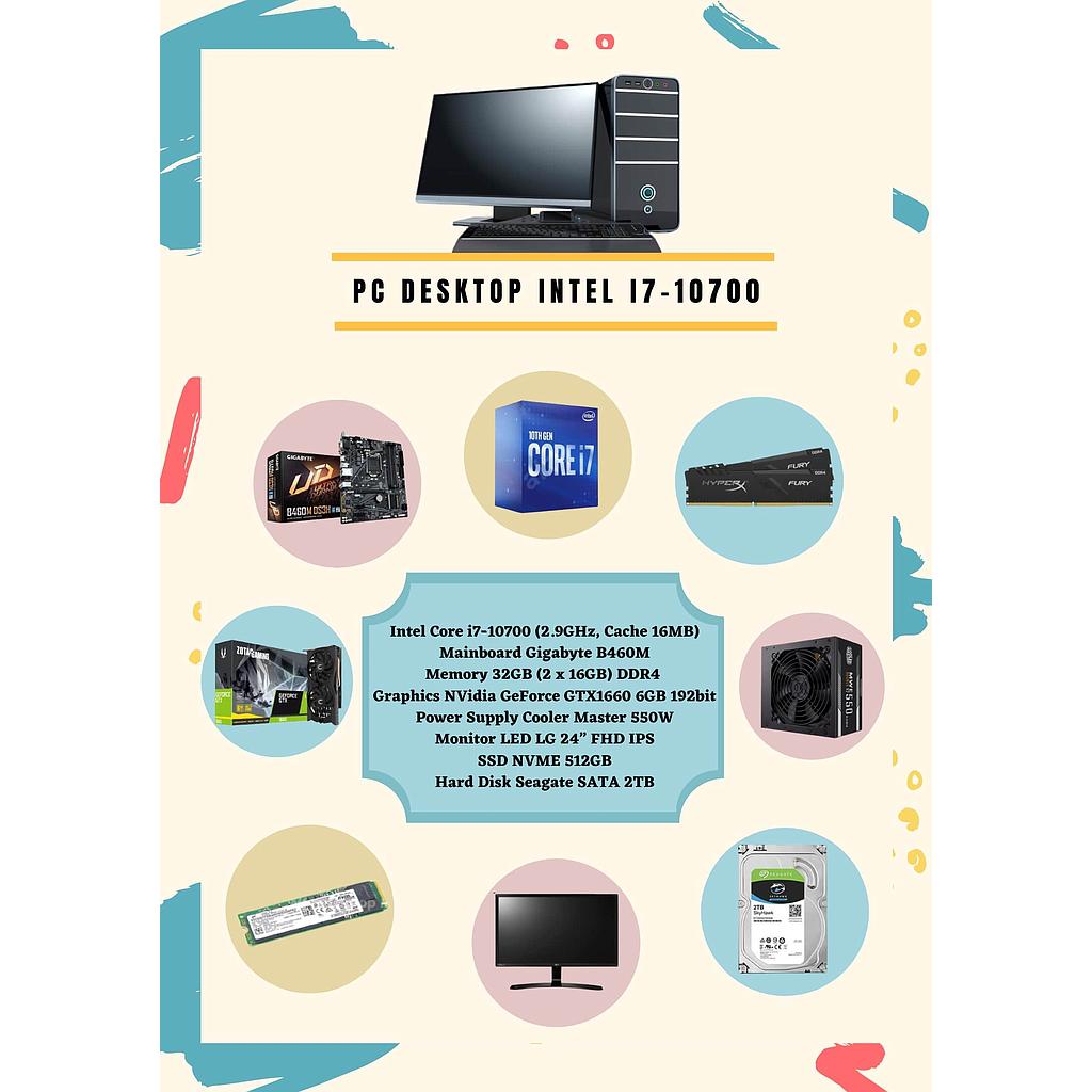PC Desktop i7-10700 (MB B560M/32GB/2TB HDD+512GB SSD/NVidia GTX1660 6GB/LG 24&quot; IPS)
