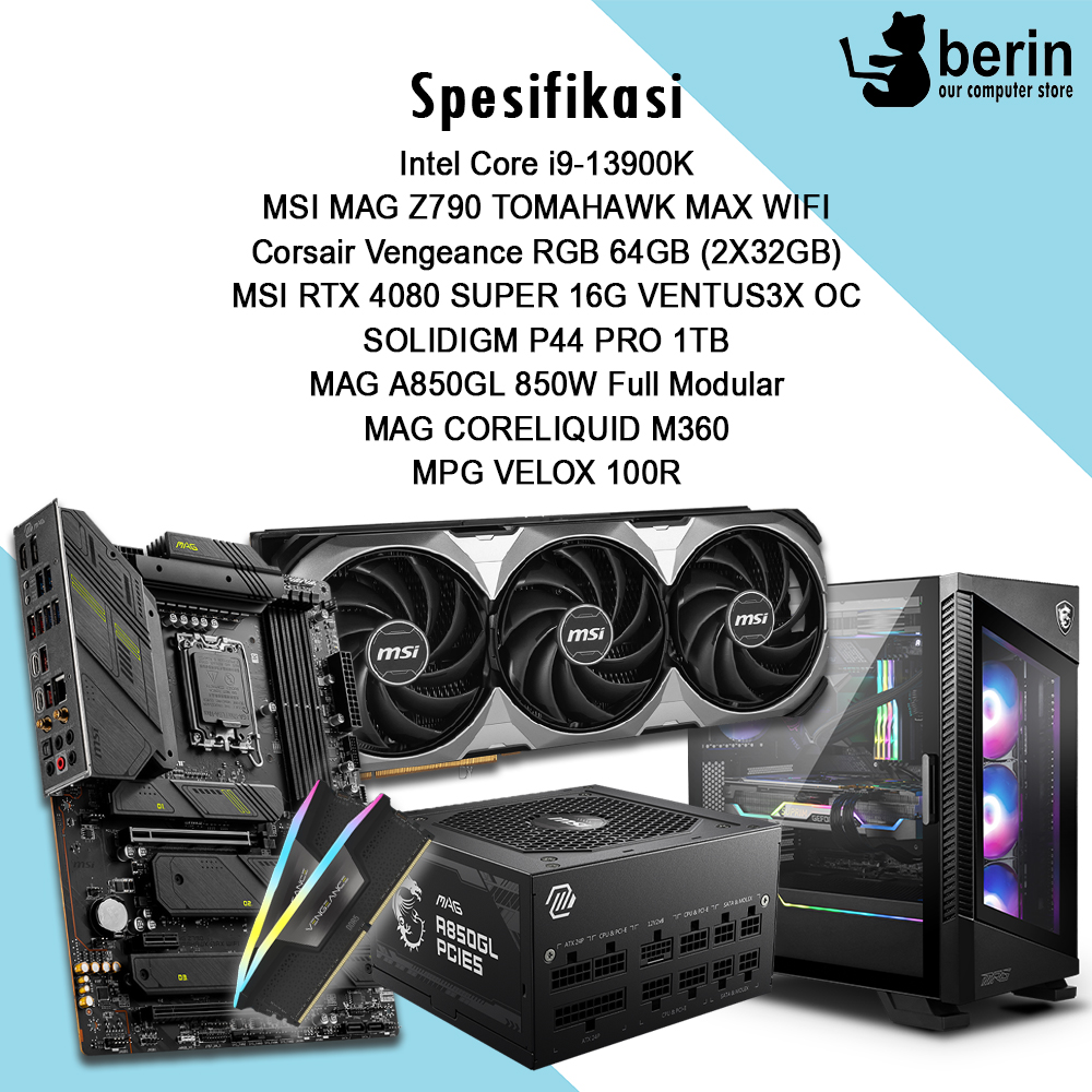 PC Rakitan i9-13900K 64GB 1TB RTX 4080 850W (A-104)