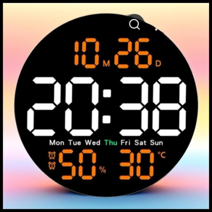Jam Dinding Digital LED 5510 Bulat Plus Remote - Orange | Non TKDN