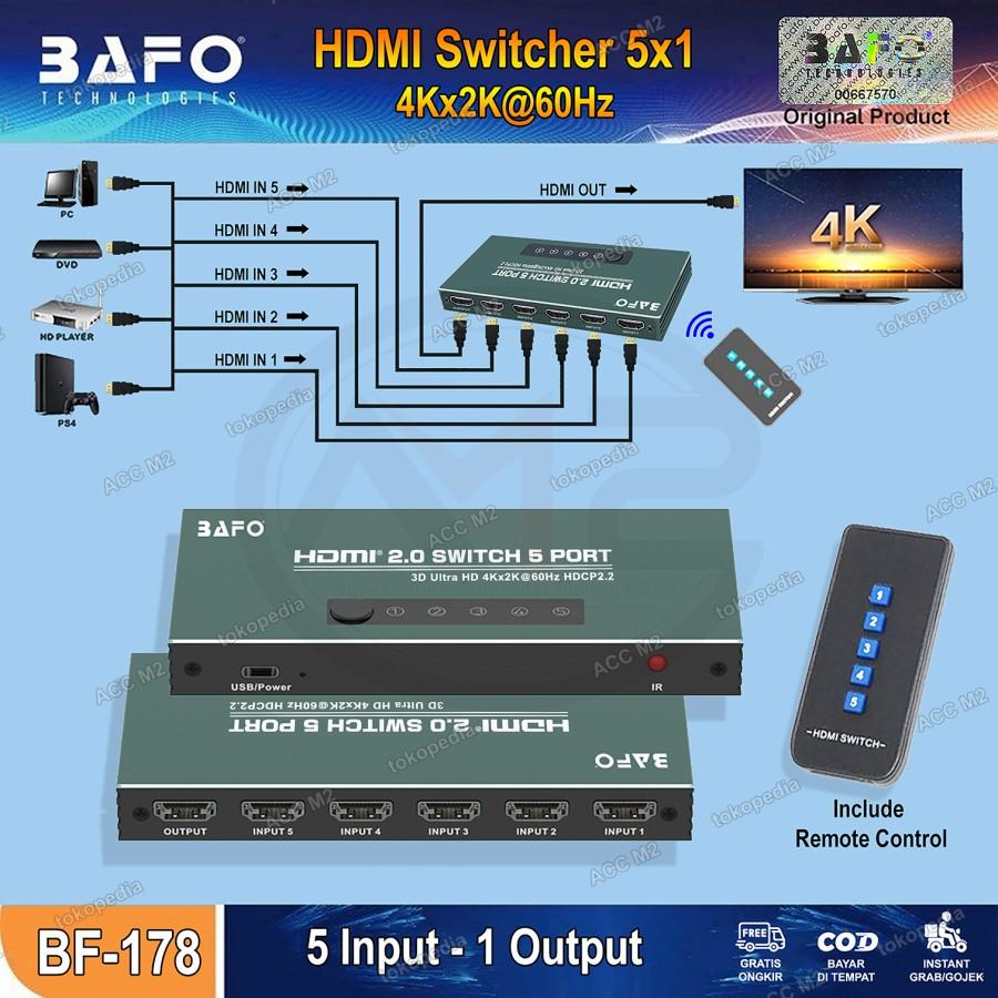 BAFO HDMI Switcher 5 IN 1 OUT Non TKDN