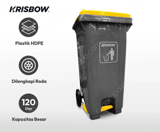 Krisbow 120 Ltr Tempat Sampah Plastik Outdoor Pedal | Non TKDN